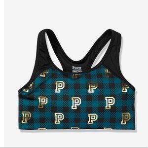 Victoria secret sports bra athletic plaid gold sm